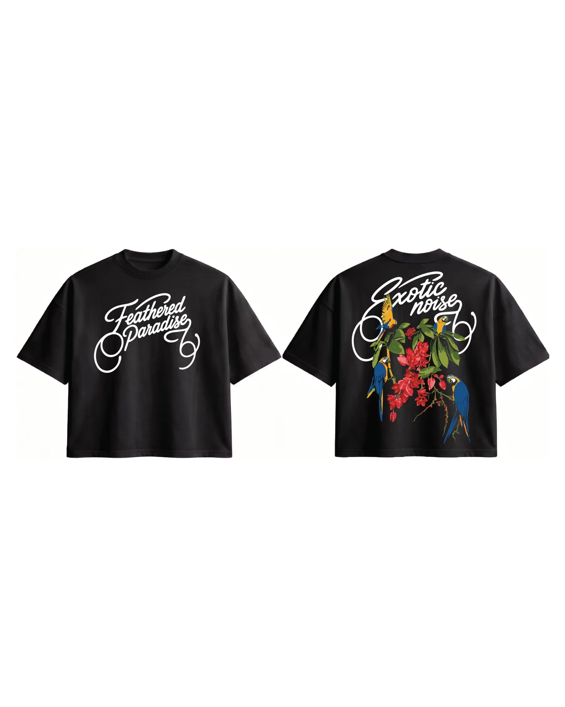 Feathered Paradise Oversized Tee – blacks